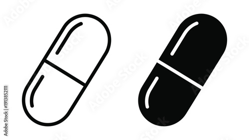 Black and white capsule icon