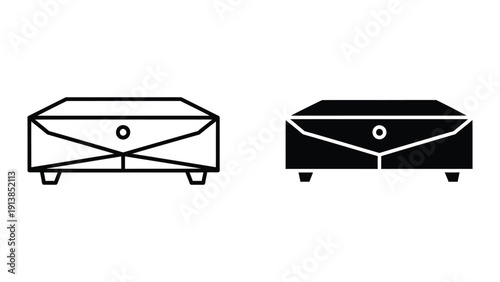 Coffee table simple line art vector illustration