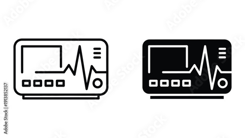 ECG monitor icons in black and white