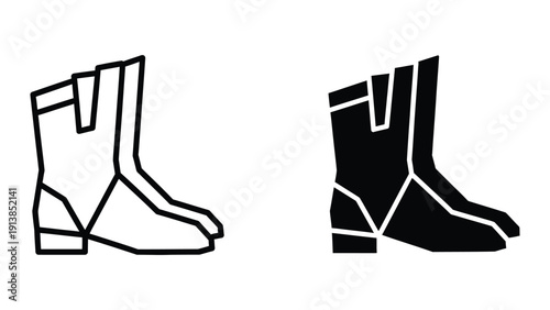 Black and white cowboy boots illustration
