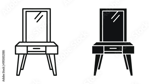 Simple Vanity Table Outline Illustration