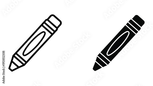 Black and white crayons illustration
