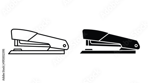 Stapler outline and solid black illustration