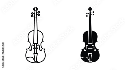 Violin outline and silhouette
