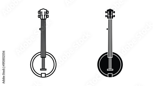 Banjo Silhouette Vector Graphics