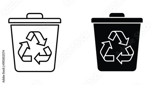 Recycling bin icon set