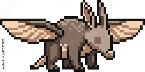 Pixel art winged creature illustration fantasy animal design isolated vector artwork