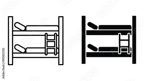 Simple line drawing of bunk beds
