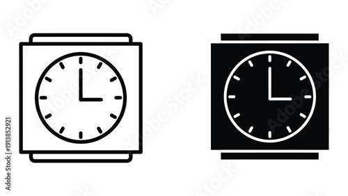 Alarm clock icons in white and black
