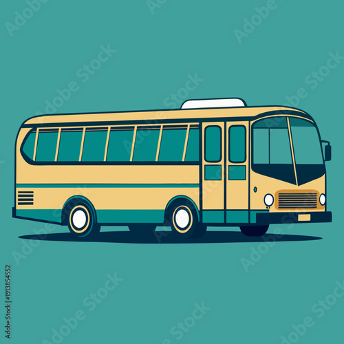 Classic City Bus Side View Public Transport Vector Illustration