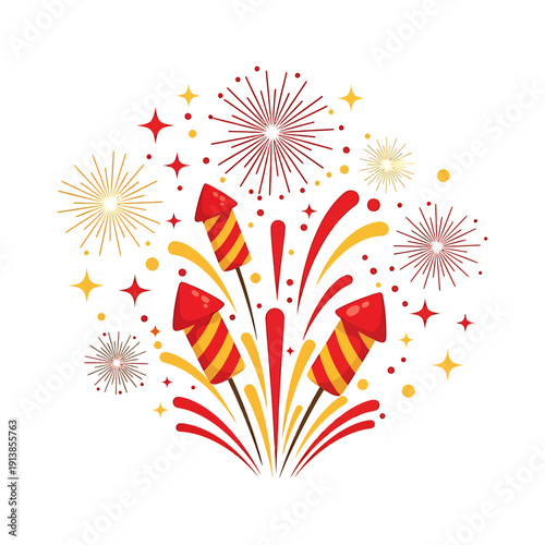 Vibrant fireworks explode in a night sky filled with colorful sparks and festive lights.