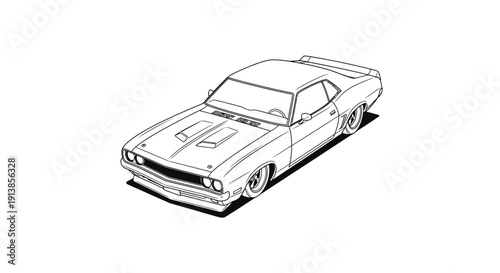 Vintage muscle car illustration on white background.