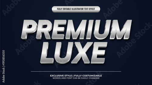 Premium Luxe Editable Silver 3D Text Effect, Elegant Metallic Luxury Typography Template