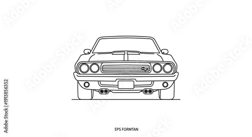 Vintage car rear view illustration with detailed design.