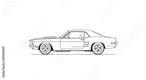 Vintage sports car side view illustration.