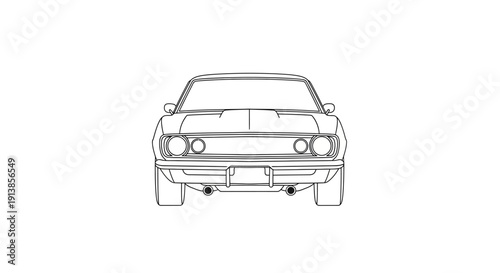 Vintage car front view illustration with headlights and bumper.