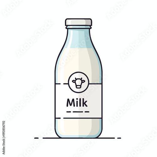 Glass Bottle of Milk Illustration