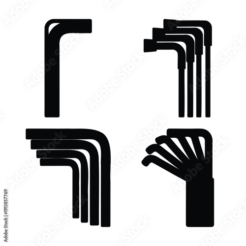 Versatile l-shaped hex key wrench collection for various fastening tasks