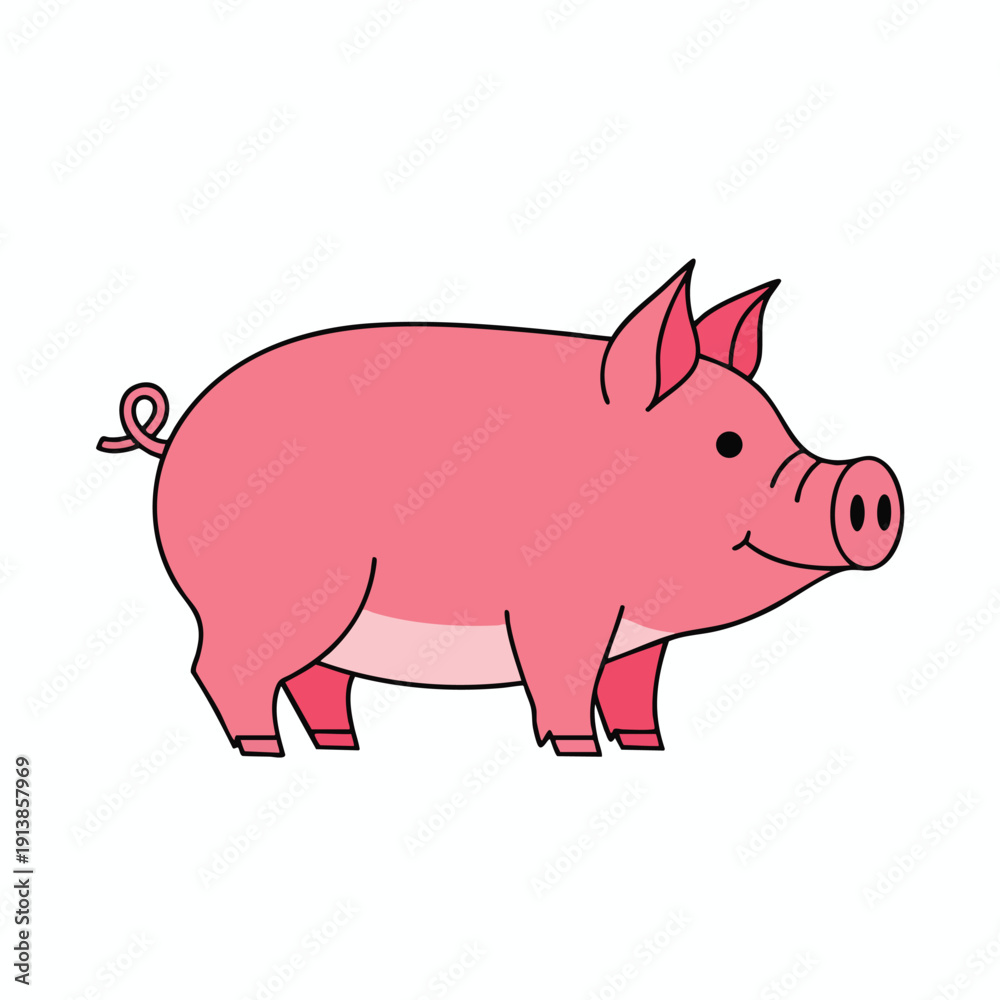 Fototapeta premium Pink Pig Cartoon Character