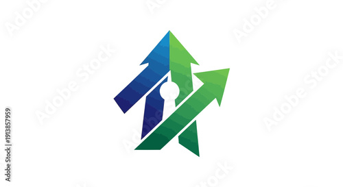 Business growth arrow with keyhole logo