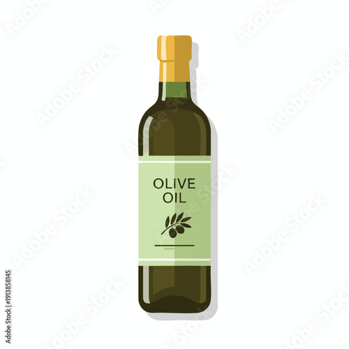 Bottle of Olive Oil on White Background