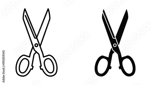 Black and white illustration of scissors