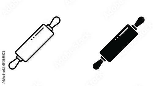 Rolling pins black and white illustration