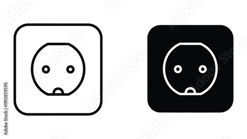 Electric power outlet icon in black and white