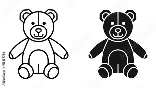 Black and white teddy bear illustration