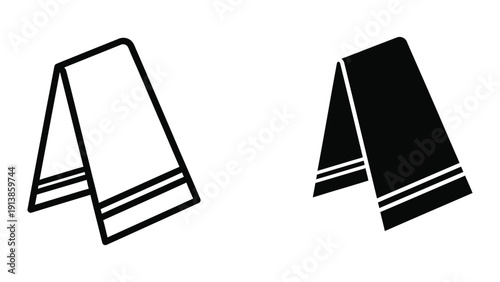 Black and white towels on a white background