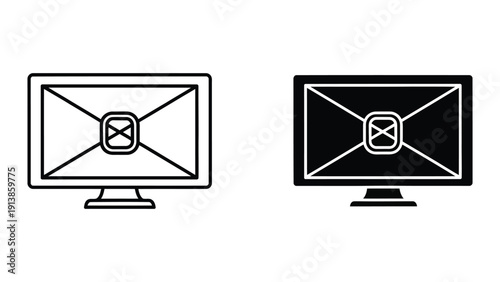 Email on computer monitor icon