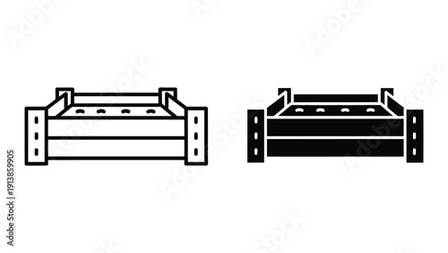 Black and white illustration of two identical metal brackets