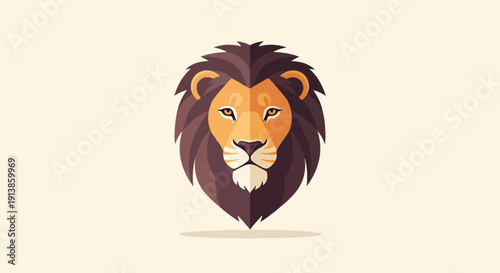 Pixelated lion's head illustration with flowing mane on light background