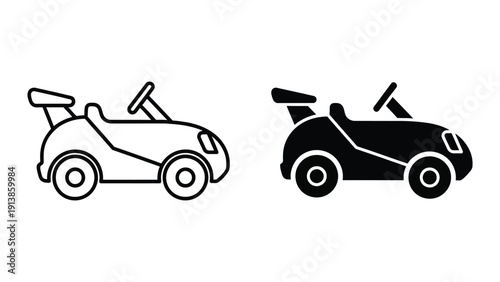 Simple black and white convertible car illustration