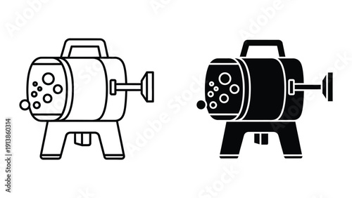 Black and white illustration of camera