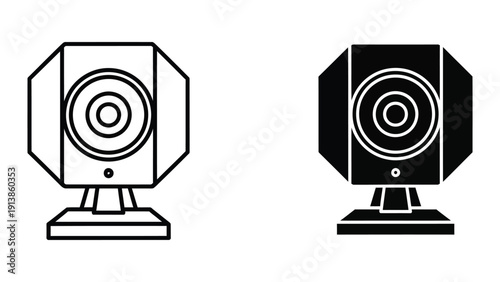 Security camera icons in outline and filled styles