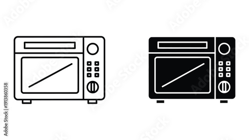 Microwave oven icons set
