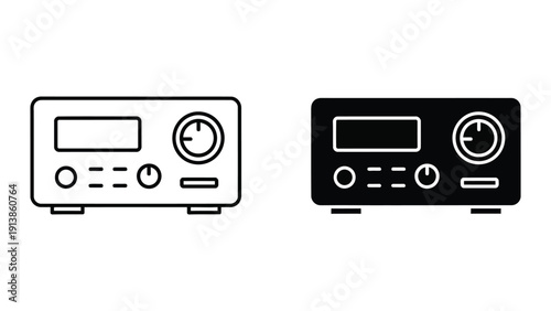 Stereo amplifier icon set