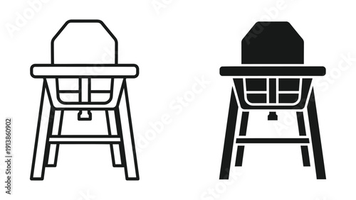 High chair illustration in black and white