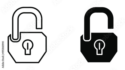 Open and closed padlock icons in black and white