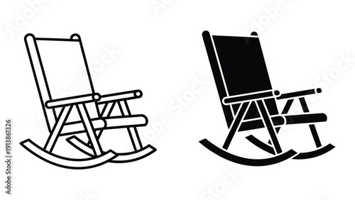Rocking chair outline and silhouette