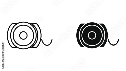 Black and white camera lens icons