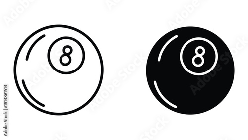 Black and white 8 ball illustrations