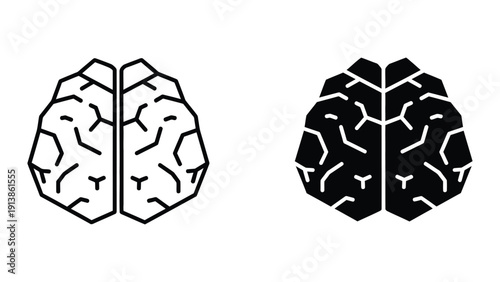 Brain icons in black and white