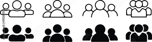 people group black black line icon set vector illustration design business team people 