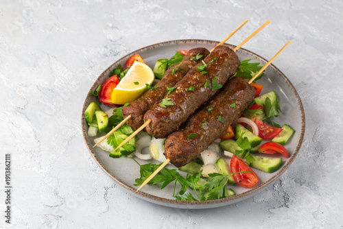 Fried lula kebab on skewers...