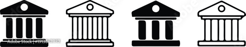 bank building black black outline icon set vector illustration website design graphic logo art 