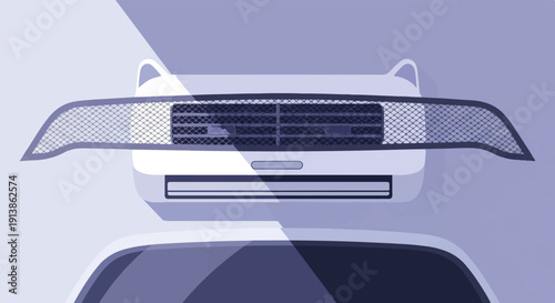 Stylized illustration of a car's front spoiler and an air conditioning unit