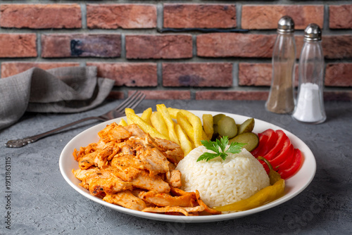 Chicken doner on pilaf with...