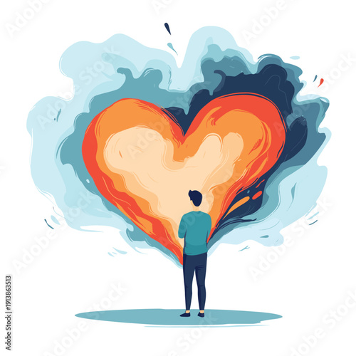 Emotional intelligence and ability to understand feelings and emotions, mental health, keep a balance between mind and emotions, separate work and personal life, a man fills heart